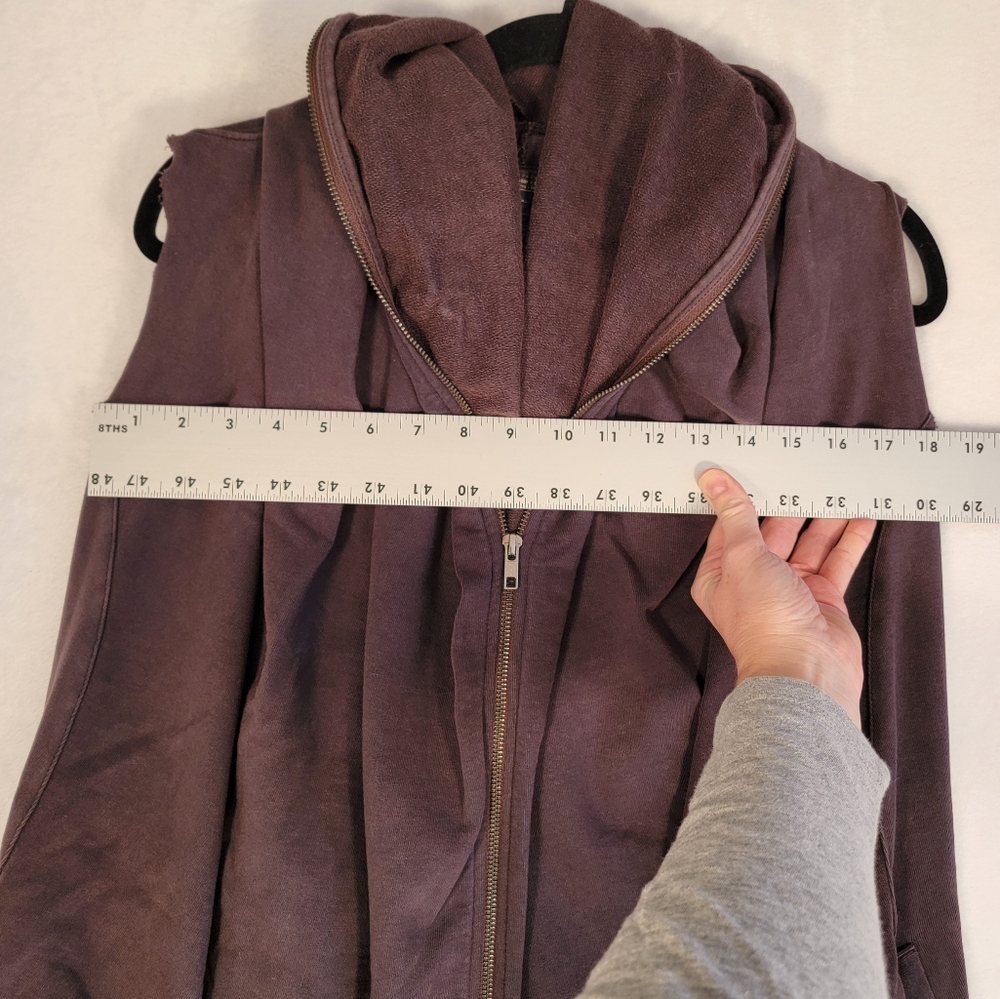 Men’s Sz 10 All Saints Spitafields Brown Cotton Distressed Festival Hooded Vest - Picture 5 of 14